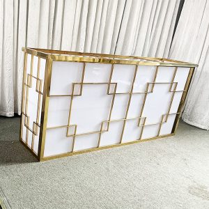 WENDING gold nested square frame wedding reception desk modern luxury sign-in bar counter fretwork pattern