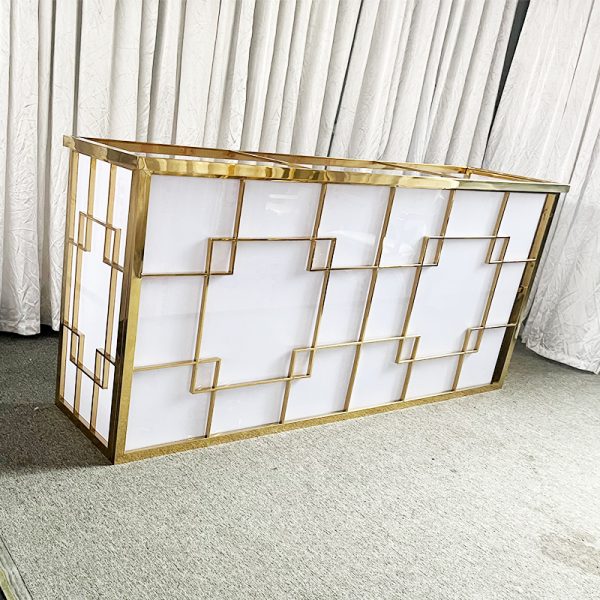 WENDING gold nested square frame wedding reception desk modern luxury sign-in bar counter fretwork pattern