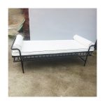 WENDING black iron scrollwork bed end bench white bolster ottoman hotel bedroom bench