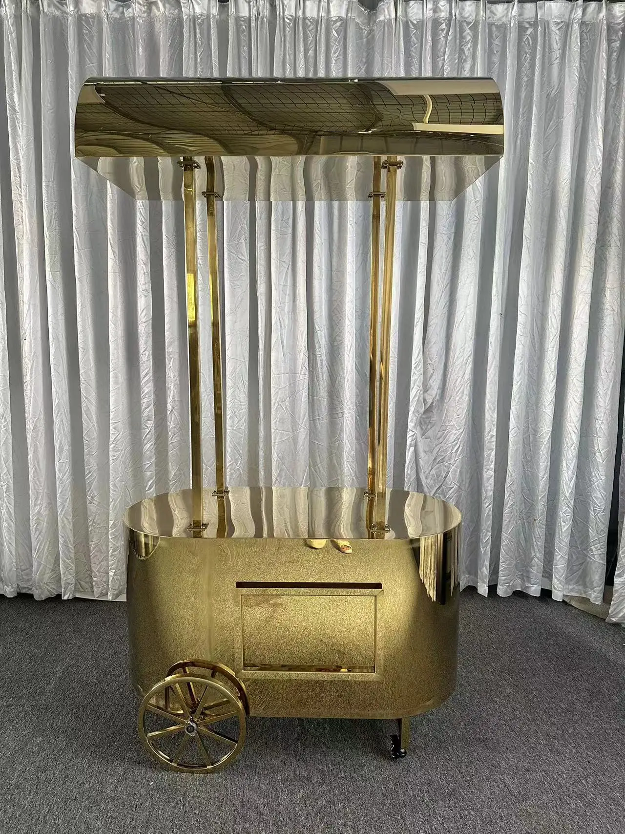 WENDING CC-B gold candy cart side view - luxury wedding dessert display trolley for banquet hotel events