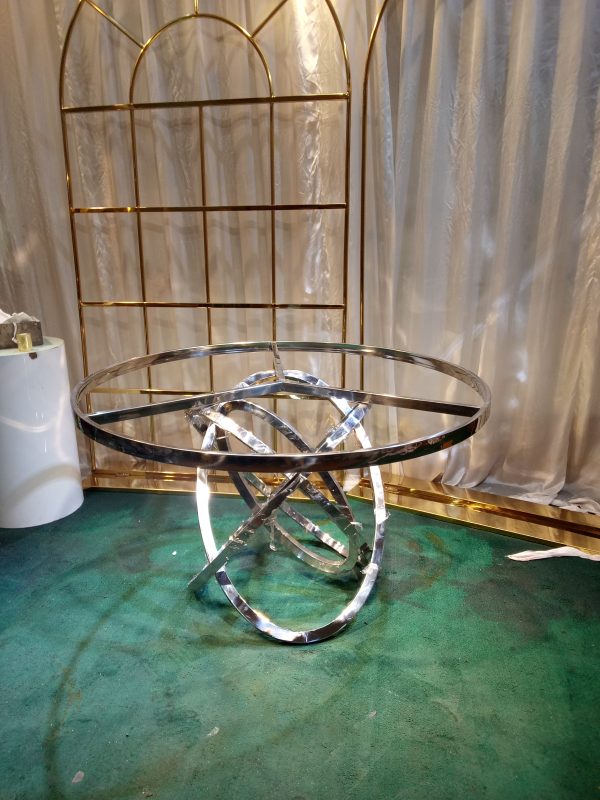 WENDING silver abstract Möbius ring sculptural round table art object cake signing desk