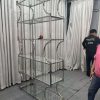 WENDING silver 7-8 tier glass shelf wedding display rack S-curve crescent side stand