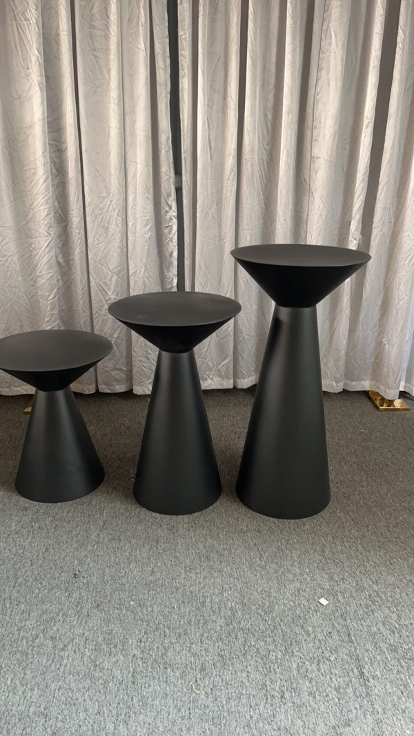 WENDING matte black hourglass display stand set 3-piece double-cone wedding pedestal