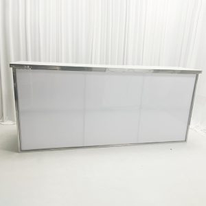 WENDING silver white modular wedding reception desk clean minimal sign-in counter white acrylic mirror frame