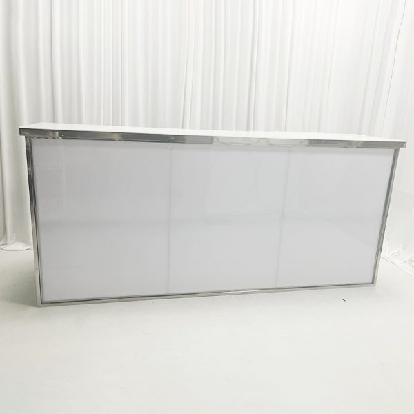 WENDING silver white modular wedding reception desk clean minimal sign-in counter white acrylic mirror frame