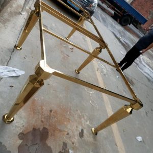 WENDING gold geometric-node angled-leg dining table splayed faceted joint hotel table