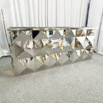 WENDING silver diamond pyramid matrix 3D wedding reception desk mirror sign-in counter geometric facets