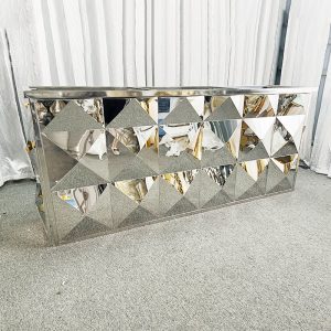 WENDING silver diamond pyramid matrix 3D wedding reception desk mirror sign-in counter geometric facets