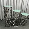 WENDING dark mirror fish-scale petal cylinder display stand set 3-piece tiered wedding pedestal