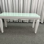 WENDING white wavy skirt green glass rectangular dining table European banquet table