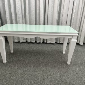 WENDING white wavy skirt green glass rectangular dining table European banquet table