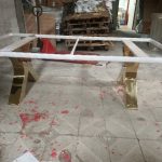 WENDING gold A-leg outward-flare dining table modern hotel banquet table marble top