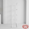 White rectangular display shelf at minimalist modern wedding venue clean white decor