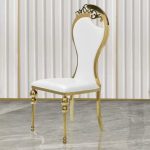 WENDING gold S-curve crown-top royal wedding dining chair ornate Baroque banquet chair