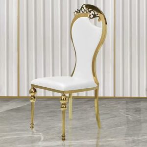 WENDING gold S-curve crown-top royal wedding dining chair ornate Baroque banquet chair