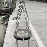 WENDING silver gothic pointed arch filigree throne chair Baroque wedding stage decoration