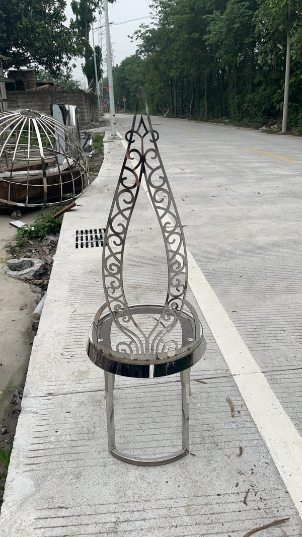 WENDING silver gothic pointed arch filigree throne chair Baroque wedding stage decoration
