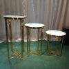 WENDING gold 3-piece round pedestal flower stand set tiered floral display stands