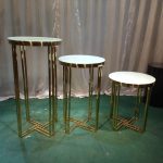 WENDING gold 3-piece round pedestal flower stand set tiered floral display stands