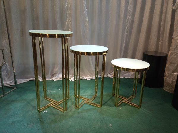 WENDING gold 3-piece round pedestal flower stand set tiered floral display stands