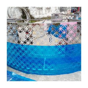WENDING silver curved arc wedding reception desk coin flower cutout pattern sign-in counter