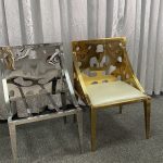 WENDING gold perforated circle-cutout armchair abstract hole pattern hotel VIP chair