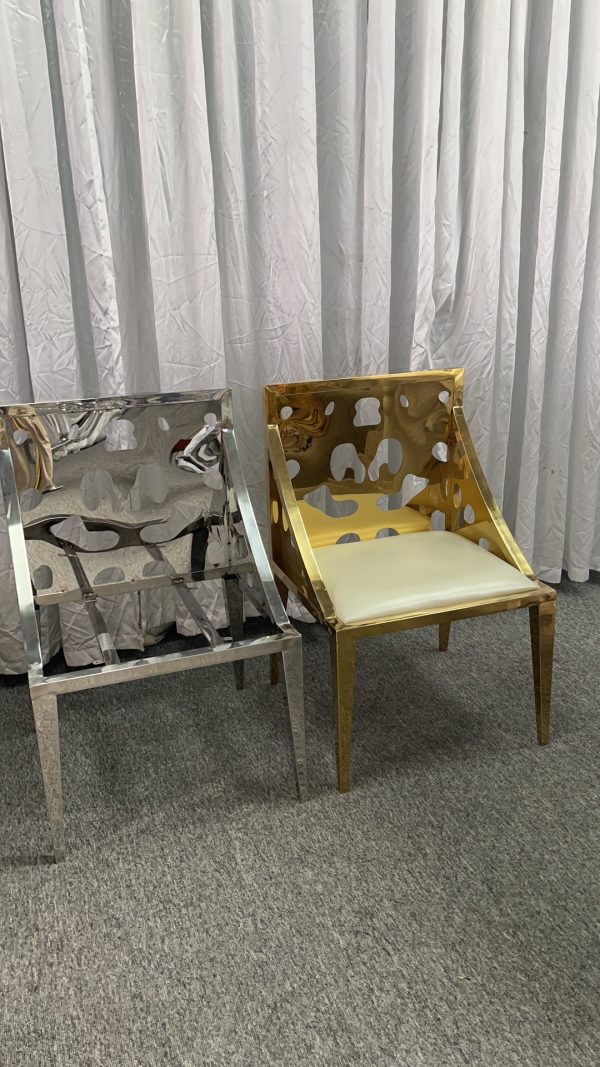 WENDING gold perforated circle-cutout armchair abstract hole pattern hotel VIP chair