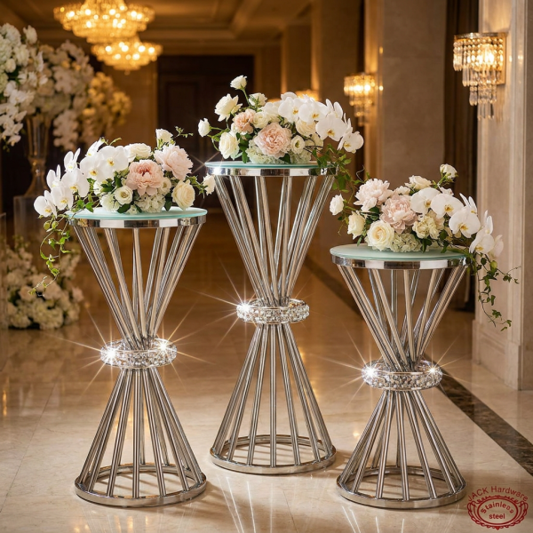 Silver sunburst radial spoke stands hotel wedding 45 degree starburst shadows spotlights