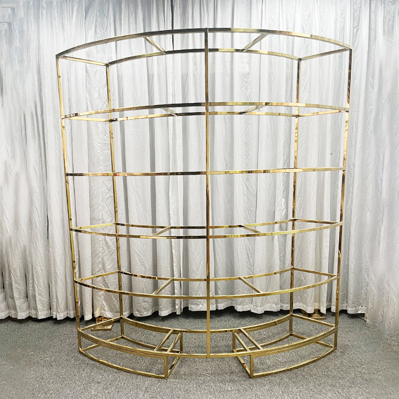 WENDING gold semi-circular multi-tier wine rack wedding display shelf champagne gold