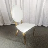 WENDING 815 gold round back wedding chair - luxury stainless steel O-back banquet chair white PU leather