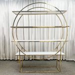 WENDING gold circle ring 4-tier white shelf wedding display rack full moon halo event stand