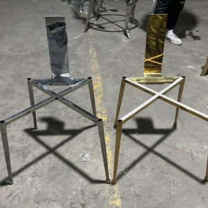 WENDING modern square-back X-brace dining chair minimal stainless steel hotel restaurant chair