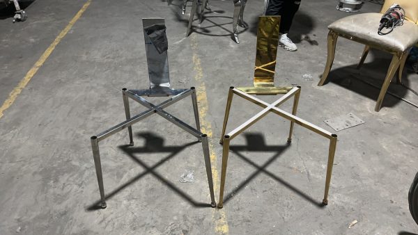 WENDING modern square-back X-brace dining chair minimal stainless steel hotel restaurant chair