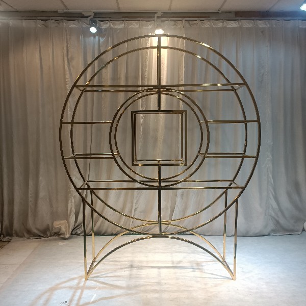 WENDING gold concentric circle geometric wedding display rack Art Deco ring frame stand champagne gold