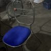 WENDING silver open-frame cutout dining chair royal blue velvet seat modern restaurant chair
