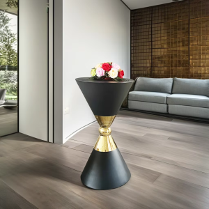 WENDING dark grey gold sphere node hourglass cocktail table premium hotel event stand
