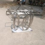 WENDING silver intersecting oval-ring sculptural column dining table art hotel table