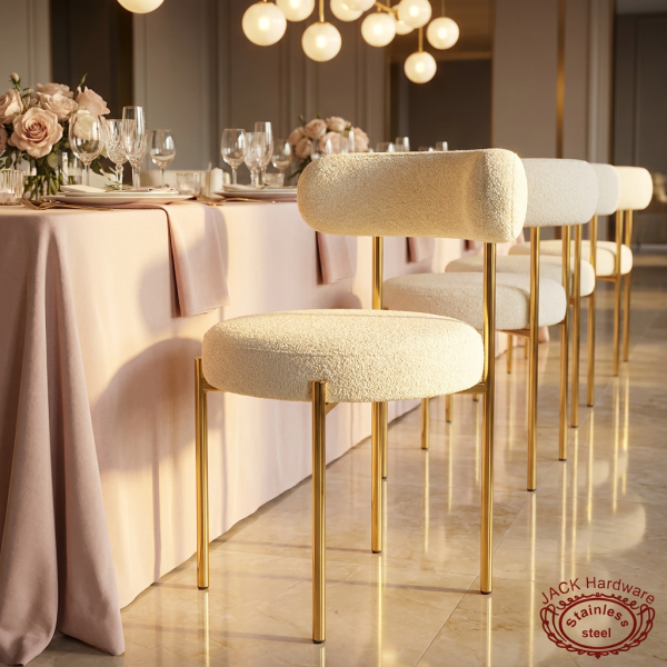 Gold round seat arc backrest chair hotel dining 45 degree round seat arc cushion warm light