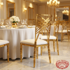 Gold radial cutout backrest chair hotel restaurant 45 degree fan pattern light through cutout