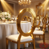 Gold O-ring circular backrest chair hotel restaurant 45 degree full circle backrest visible warm