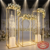 Gold crystal column set as hotel wedding stage main backdrop dramatic LED crystal light effects