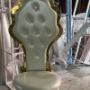 WENDING gold royal king throne chair crystal Chesterfield tufted diamond crown back pearl white