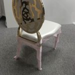 WENDING gold round rose-embossed backrest banquet chair carved floral wedding chair