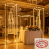 Gold pillar set as luxury hotel banquet VIP sweetheart backdrop warm atmospheric LED crystal glow