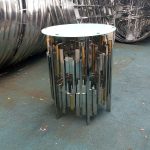 WENDING silver gold dual-color cylinder dessert display stand frosted glass compact pedestal
