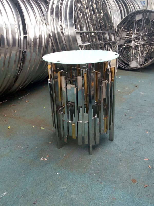 WENDING silver gold dual-color cylinder dessert display stand frosted glass compact pedestal