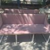 WENDING pink mauve three-seat settee gold trim box-style wedding reception sofa