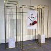 WENDING gold LED crystal column pillar backdrop set 3-piece luxury wedding stage