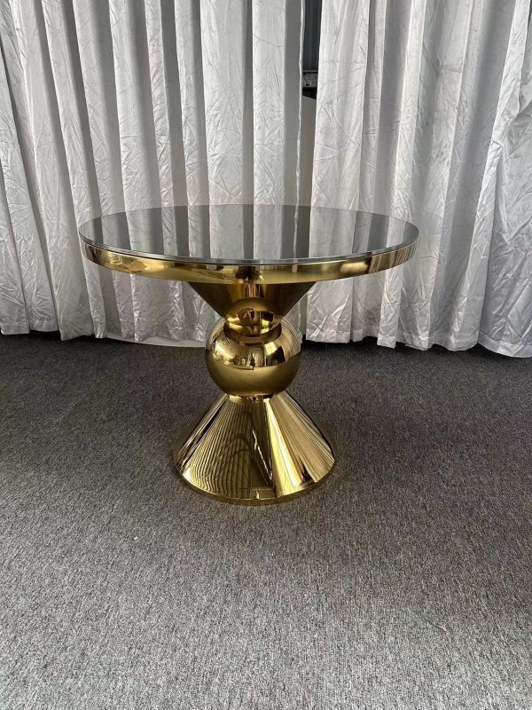 WENDING gold double-cone ball-center cake table dark mirror glass round wedding display