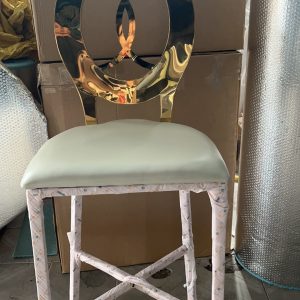WENDING gold O-ring backrest high-top bar stool mirror ring hotel bar chair champagne gold